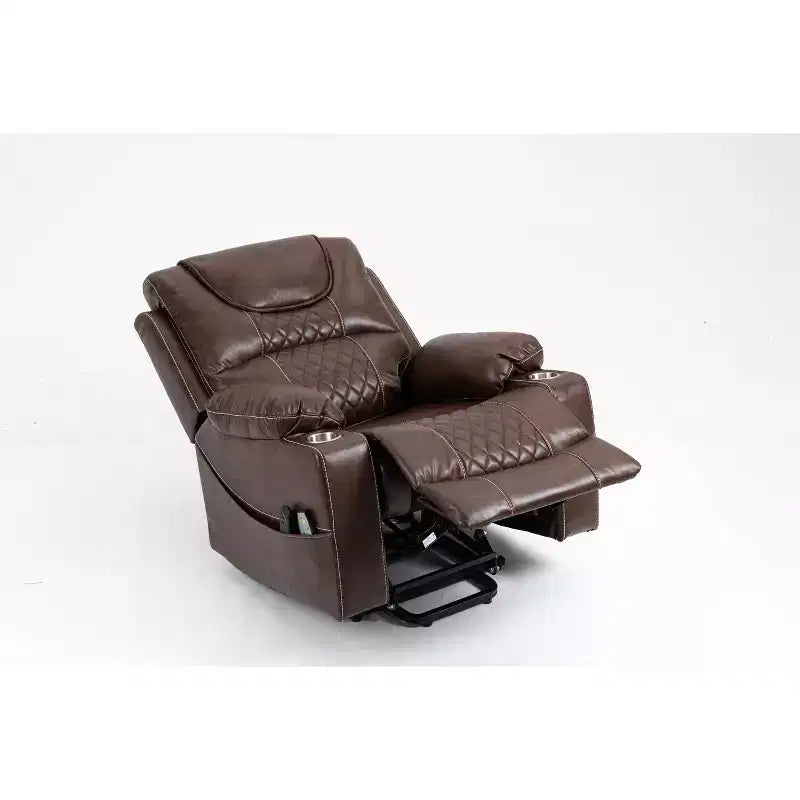 Fauteuil de relaxation électrique inclinable en similicuir/velours pour personnes âgées - ModernLuxe