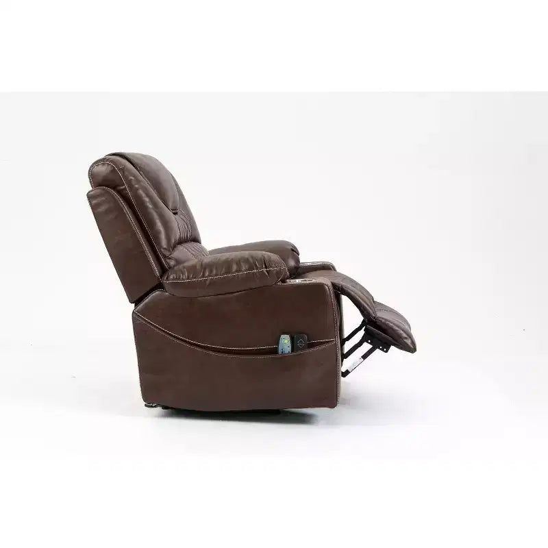 Fauteuil de relaxation électrique inclinable en similicuir/velours pour personnes âgées - ModernLuxe