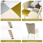 Fauteuil d'appoint à dossier haut capitonné Patchwork FERPIT avec pieds en bois d'hévéa
