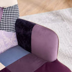 Fauteuil d'appoint à dossier haut capitonné Patchwork FERPIT avec pieds en bois d'hévéa