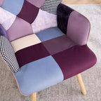 Fauteuil d'appoint à dossier haut capitonné Patchwork FERPIT avec pieds en bois d'hévéa