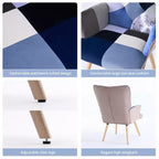Fauteuil d'appoint à dossier haut capitonné Patchwork FERPIT avec pieds en bois d'hévéa