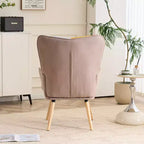 Fauteuil d'appoint à dossier haut capitonné Patchwork FERPIT avec pieds en bois d'hévéa