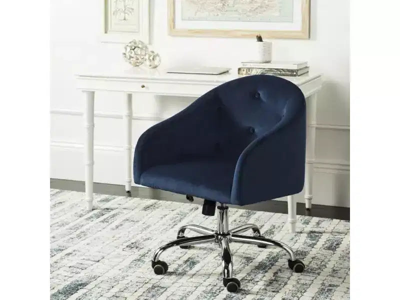 Fauteuil de bureau pivotant Amy Tufted - Hauteur réglable - OCH4500 - Bleu marine/Chrome - Safavieh
