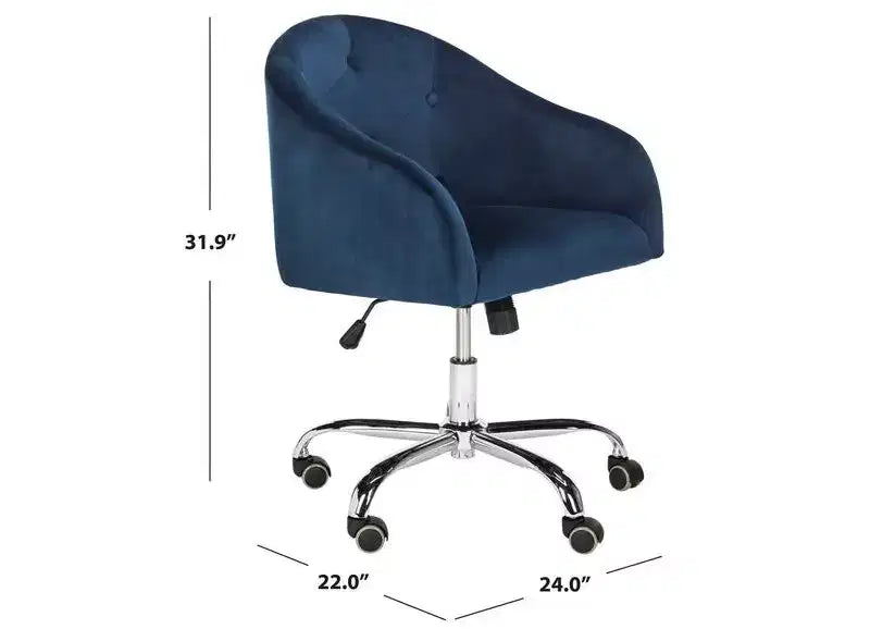 Fauteuil de bureau pivotant Amy Tufted - Hauteur réglable - OCH4500 - Bleu marine/Chrome - Safavieh