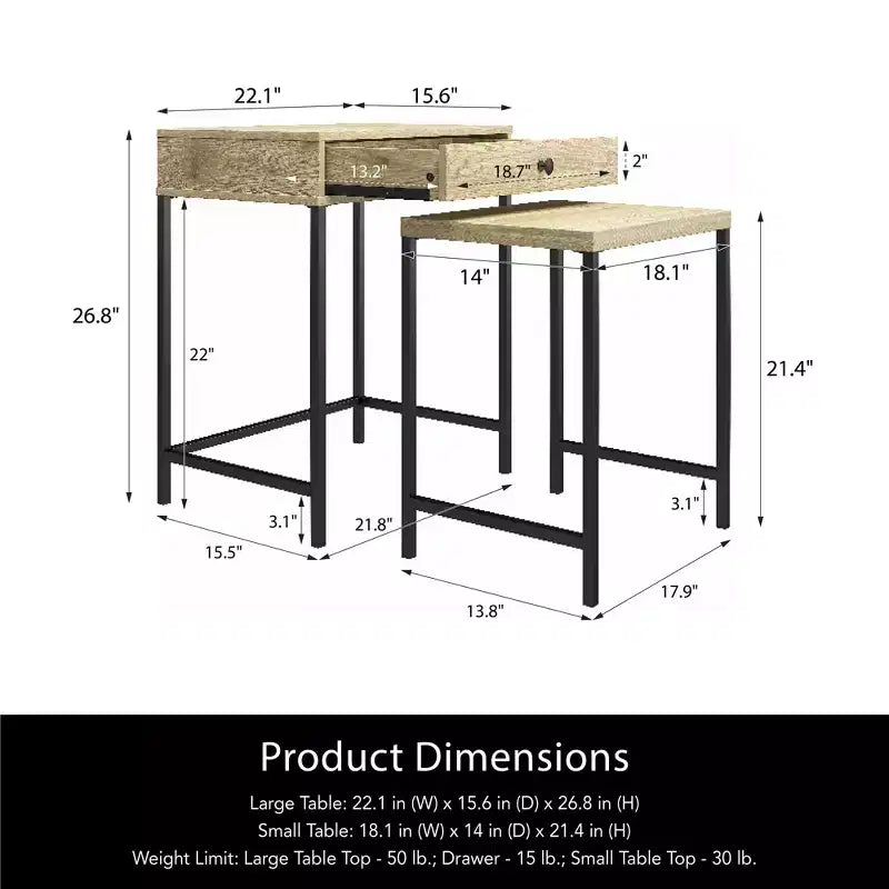 Tables d'appoint gigognes RealRooms Brookville, Naturel