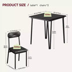 Whizmax Ensemble table à manger pour 2, 3 pièces, table de bar/cuisine carrée, avec chaises rembourrées en PU