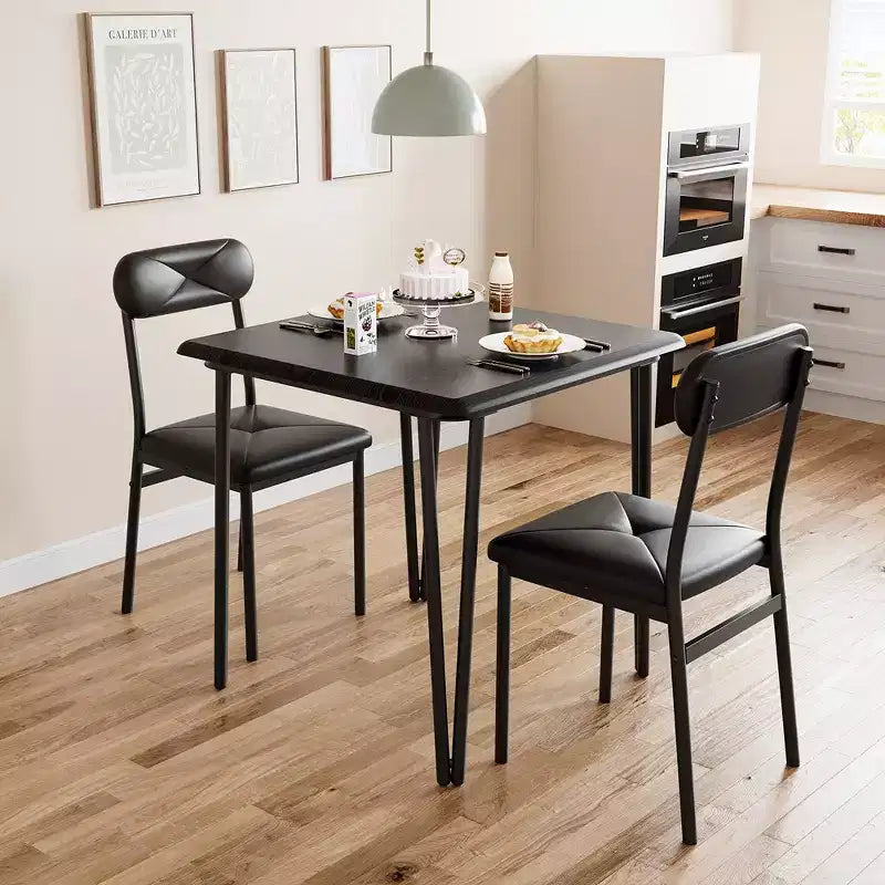 Whizmax Ensemble table à manger pour 2, 3 pièces, table de bar/cuisine carrée, avec chaises rembourrées en PU