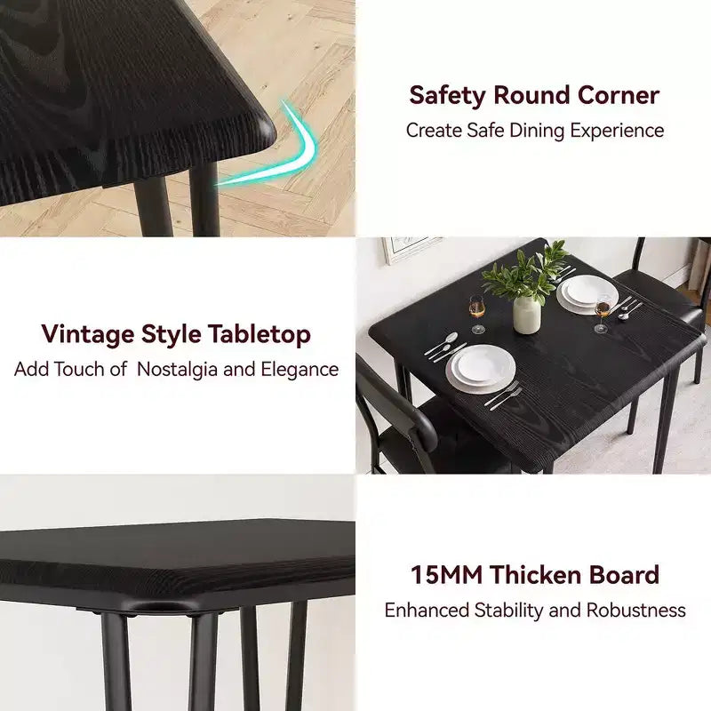 Whizmax Ensemble table à manger pour 2, 3 pièces, table de bar/cuisine carrée, avec chaises rembourrées en PU