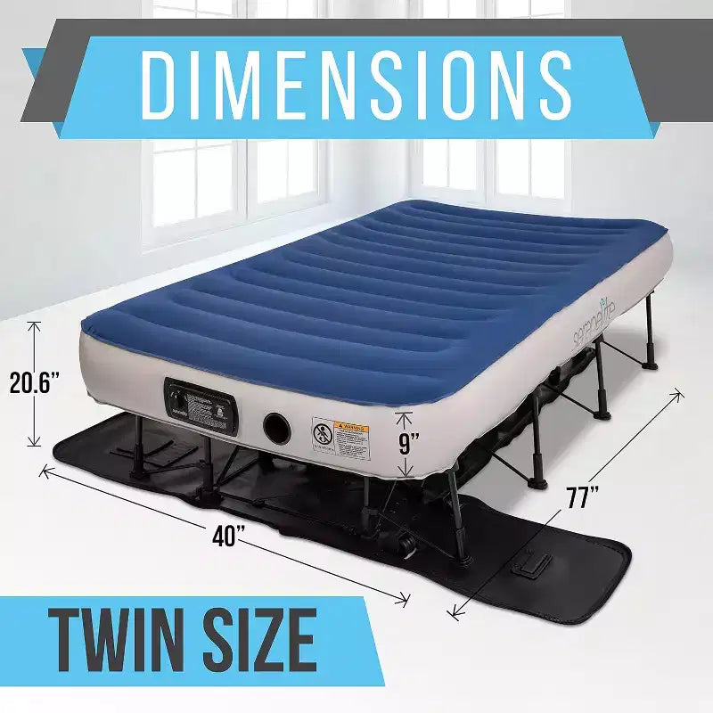 Matelas gonflable SereneLife EZ avec cadre et étui à roulettes, lit gonflable autogonflant pliable avec pompe intégrée, double