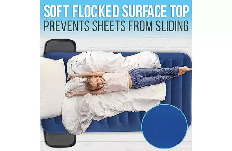 Matelas gonflable SereneLife EZ avec cadre et étui à roulettes, lit gonflable autogonflant pliable avec pompe intégrée, double