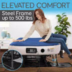 Matelas gonflable SereneLife EZ avec cadre et étui à roulettes, lit gonflable autogonflant pliable avec pompe intégrée, double