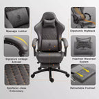 Chaise de jeu réglable avec support lombaire massant et repose-pieds rétractable - Dowinx