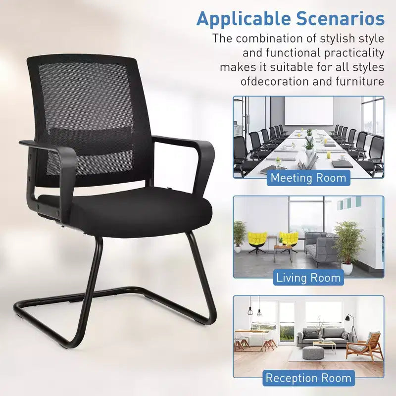 Costway Lot de 2/4/6/8/12 Chaises de Conférence Dossier en Maille Chaises de Bureau/Réception/Visiteur avec Support Lombaire