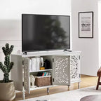 Bahut Emathides de 63 po de large avec pieds en bois massif et éclairage | KARAT HOME