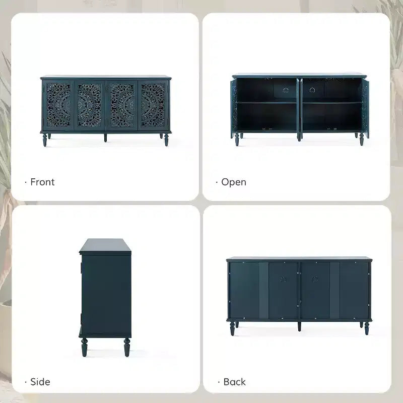 Bahut Emathides de 63 po de large avec pieds en bois massif et éclairage | KARAT HOME