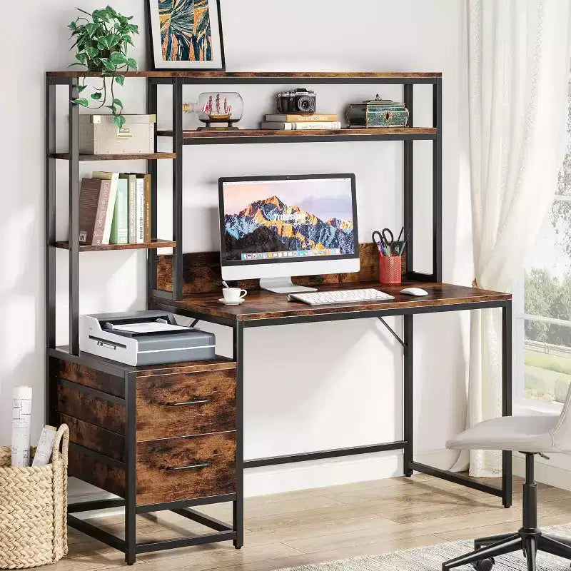Bureau d'ordinateur Lantine de 55 pouces avec 2 tiroirs