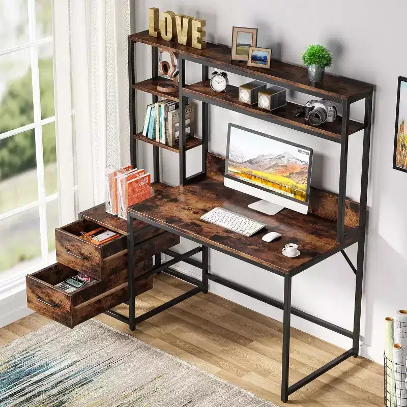 Bureau d'ordinateur Lantine de 55 pouces avec 2 tiroirs