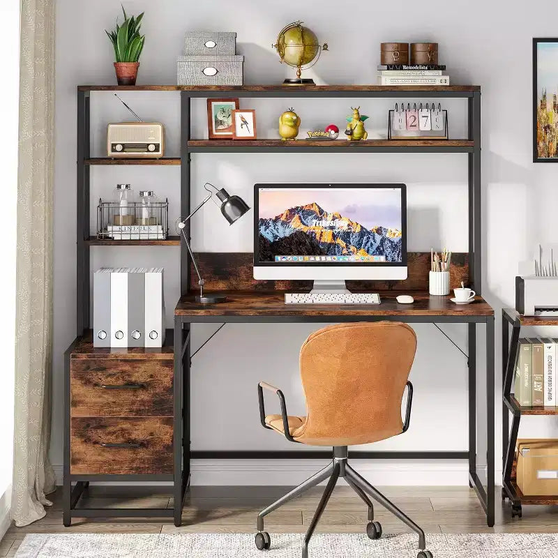 Bureau d'ordinateur Lantine de 55 pouces avec 2 tiroirs