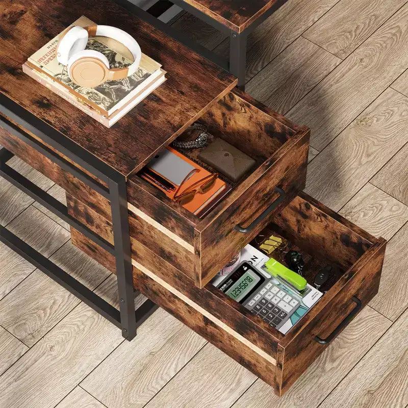 Bureau d'ordinateur Lantine de 55 pouces avec 2 tiroirs
