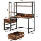 Bureau d'ordinateur Lantine de 55 pouces avec 2 tiroirs
