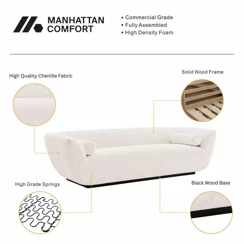 96.46 Ulka Canapé Contemporain en Tissu Bouclé avec Coussins - Manhattan Comfort
