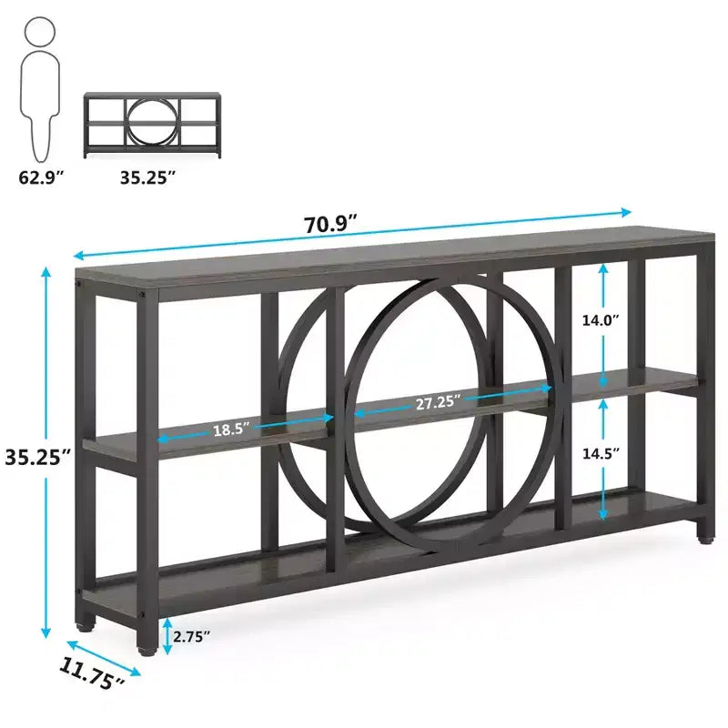Lantine 70,9 pouces Table Console Extra Longue à 3 Niveaux