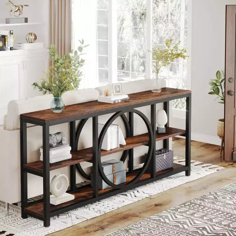 Lantine 70,9 pouces Table Console Extra Longue à 3 Niveaux