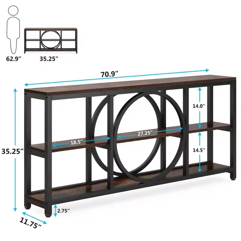 Lantine 70,9 pouces Table Console Extra Longue à 3 Niveaux