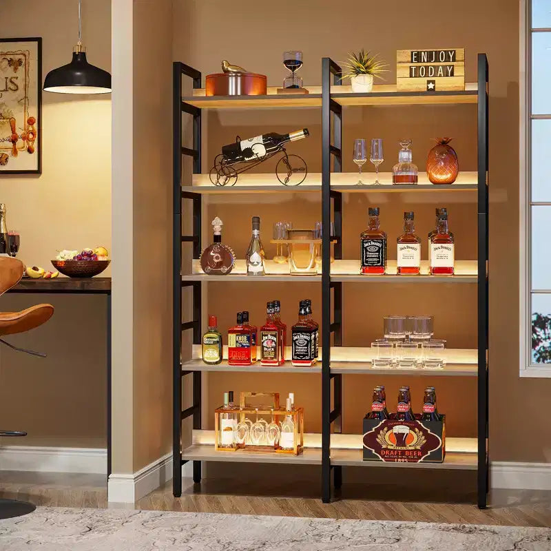 Tribesigns Bibliothèque à 5 niveaux, étagère double large de 180 cm, unité d'étagères en bois