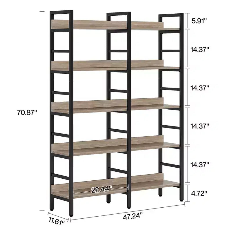 Tribesigns Bibliothèque à 5 niveaux, étagère double large de 180 cm, unité d'étagères en bois