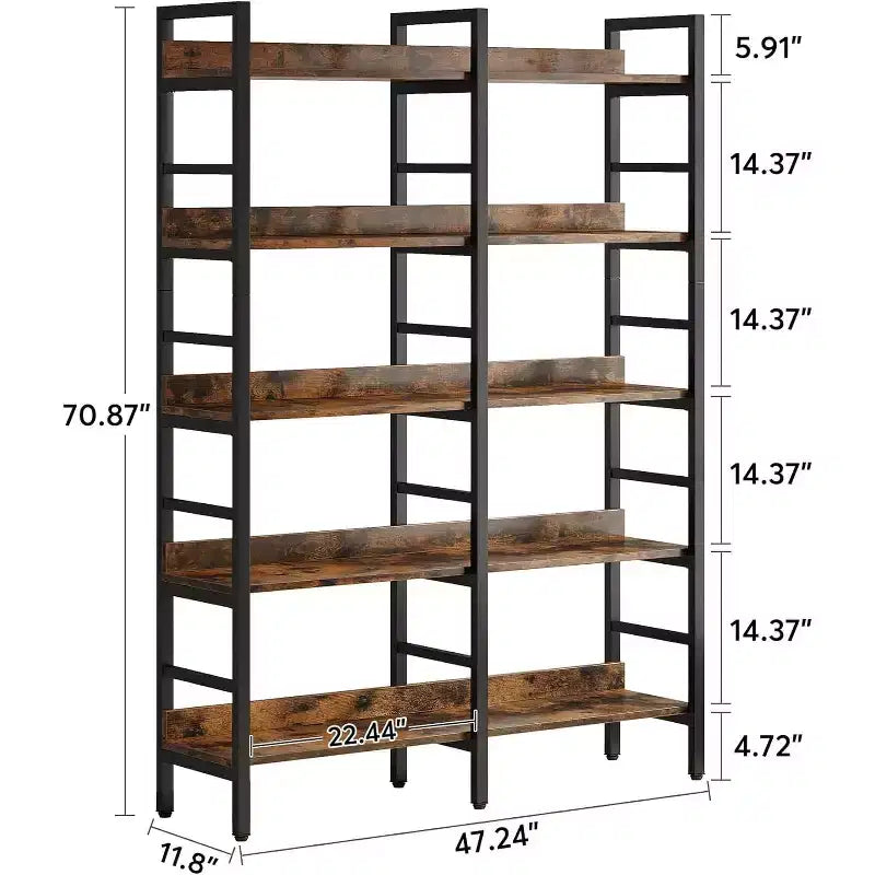 Tribesigns Bibliothèque à 5 niveaux, étagère double large de 180 cm, unité d'étagères en bois