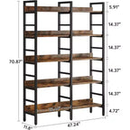 Tribesigns Bibliothèque à 5 niveaux, étagère double large de 180 cm, unité d'étagères en bois