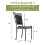 LuxenHome Lot de 2 chaises de salle à manger grises en bois d'hévéa et tissu noir