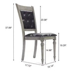 LuxenHome Lot de 2 chaises de salle à manger grises en bois d'hévéa et tissu noir