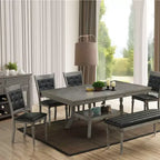 LuxenHome Lot de 2 chaises de salle à manger grises en bois d'hévéa et tissu noir