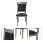 LuxenHome Lot de 2 chaises de salle à manger grises en bois d'hévéa et tissu noir