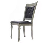 LuxenHome Lot de 2 chaises de salle à manger grises en bois d'hévéa et tissu noir