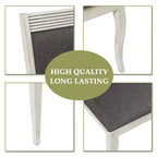 LuxenHome Lot de 2 chaises de salle à manger en bois d'hévéa vieilli blanc cassé et tissu gris