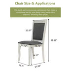 LuxenHome Lot de 2 chaises de salle à manger en bois d'hévéa vieilli blanc cassé et tissu gris