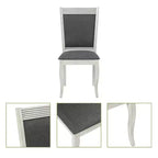 LuxenHome Lot de 2 chaises de salle à manger en bois d'hévéa vieilli blanc cassé et tissu gris