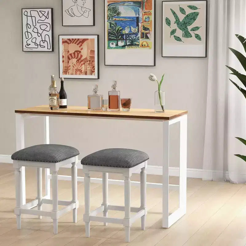 Costway Lot de 2 tabourets de bar à 3 hauteurs, tabourets d'îlot de cuisine carrés avec repose-pieds