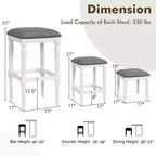 Costway Lot de 2 tabourets de bar à 3 hauteurs, tabourets d'îlot de cuisine carrés avec repose-pieds