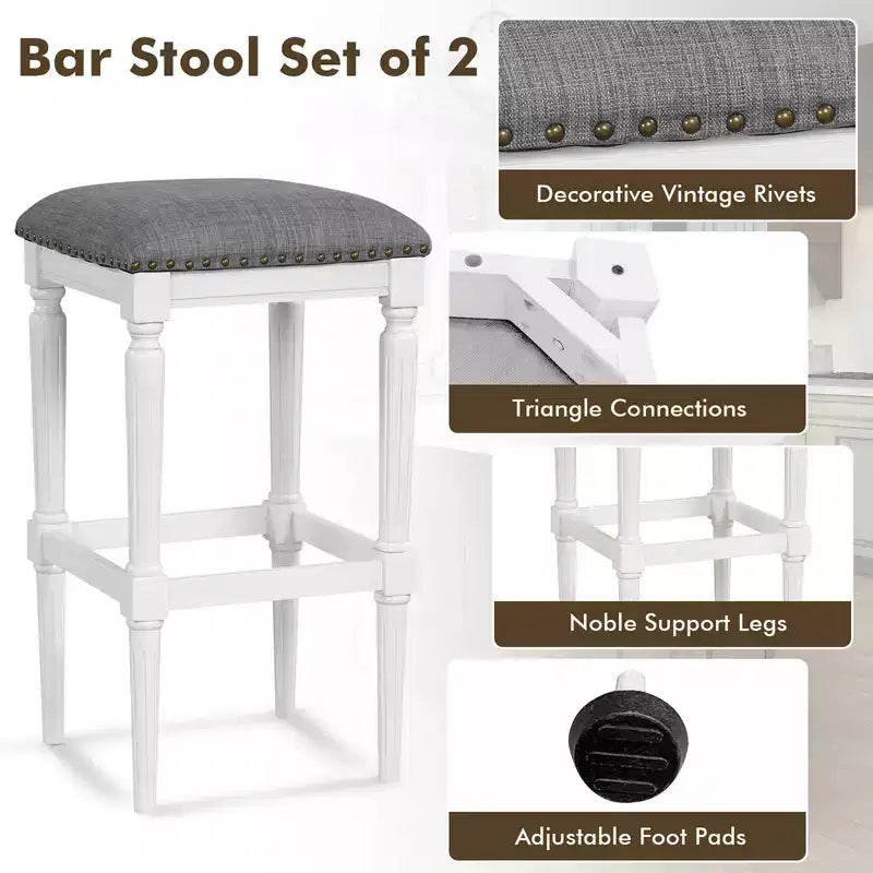 Costway Lot de 2 tabourets de bar à 3 hauteurs, tabourets d'îlot de cuisine carrés avec repose-pieds