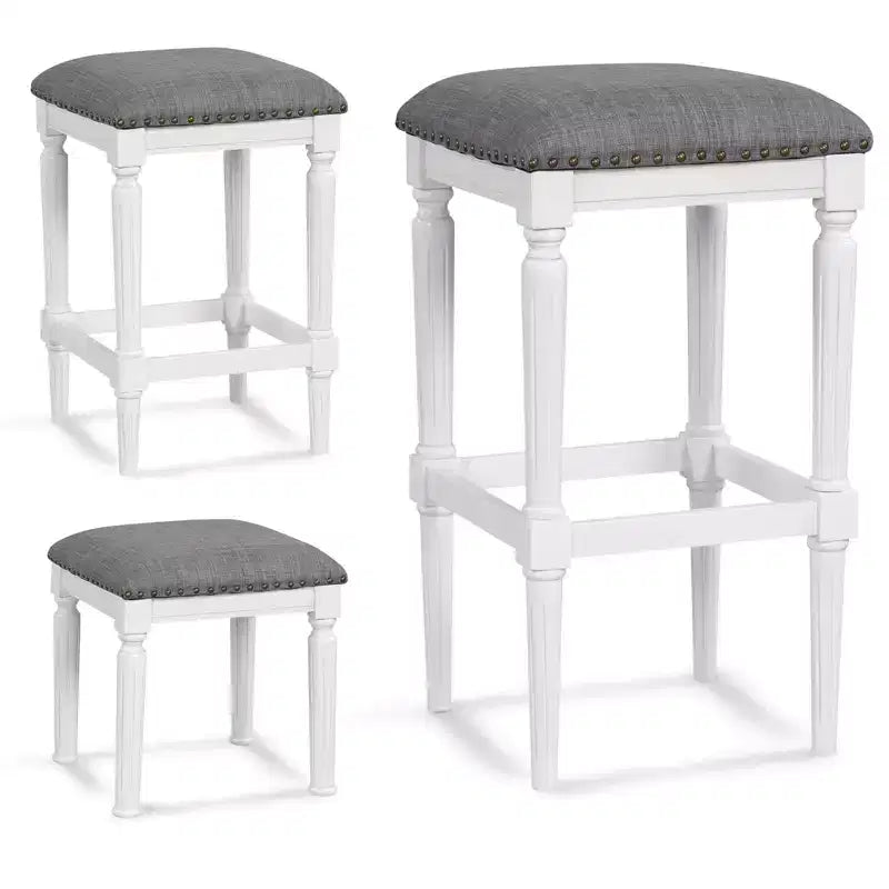 Costway Lot de 2 tabourets de bar à 3 hauteurs, tabourets d'îlot de cuisine carrés avec repose-pieds