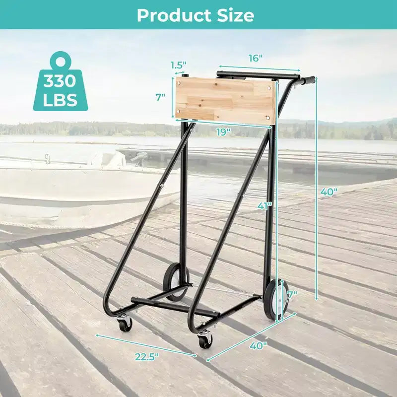 Support de moteur hors-bord Costway Chariot de transport de moteur robuste avec 4 roues lisses