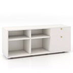 Meuble de rangement Costway avec 2 tiroirs, 4 casiers, pieds réglables, meuble bas blanc