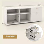 Meuble de rangement Costway avec 2 tiroirs, 4 casiers, pieds réglables, meuble bas blanc