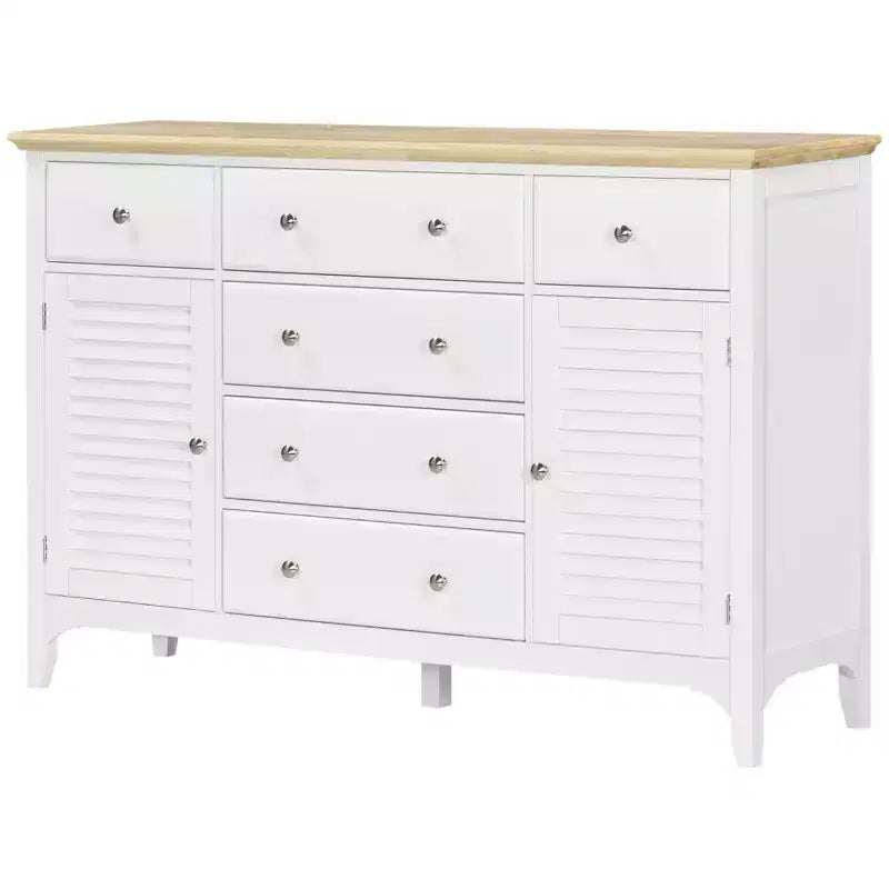 HOMCOM Buffet moderne avec tiroirs, meuble de rangement avec armoires, étagères réglables pour salon, cuisine