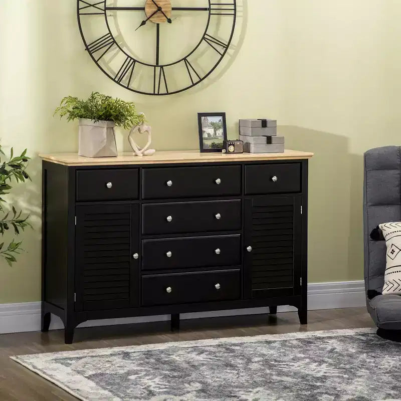 HOMCOM Buffet moderne avec tiroirs, meuble de rangement avec armoires, étagères réglables pour salon, cuisine